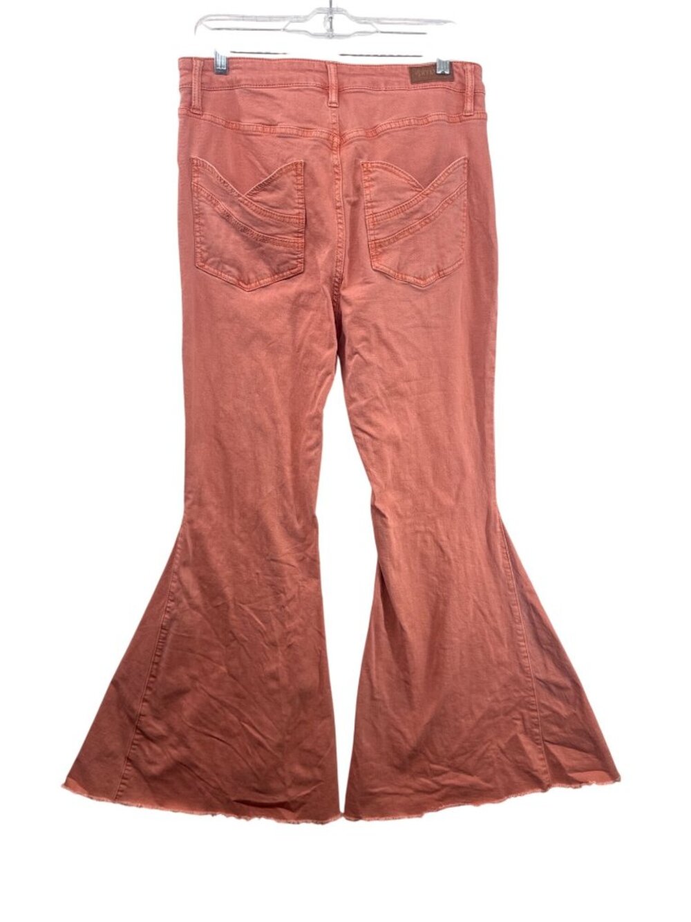 Shyanne Womens Jeans Sz 32 Peach Flare Leg Tulip-Pocket Boho Hippie Festival - Picture 2 of 14